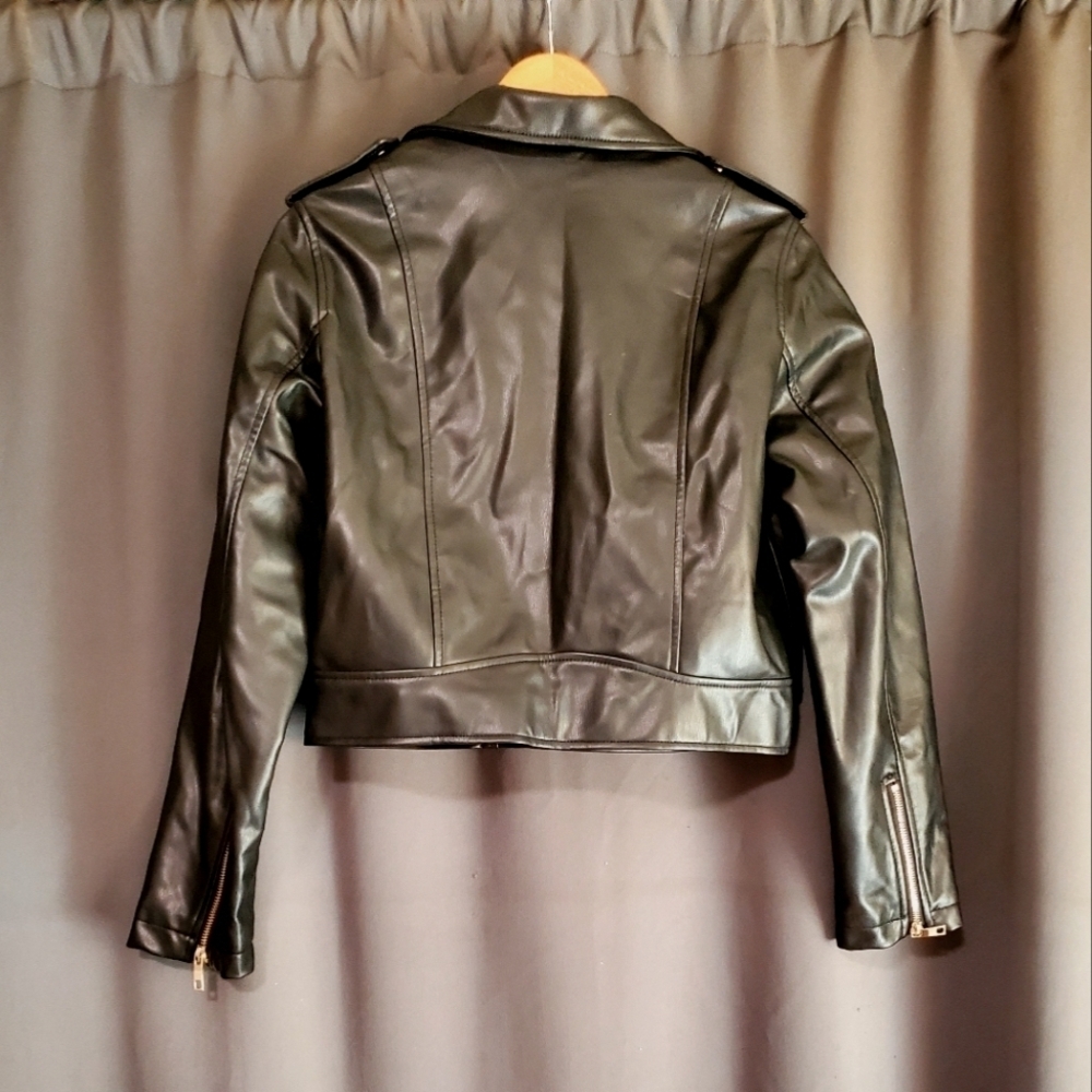 Zara Faux Leather Motorcycle Jacket Size Medium - Picture 5 of 9